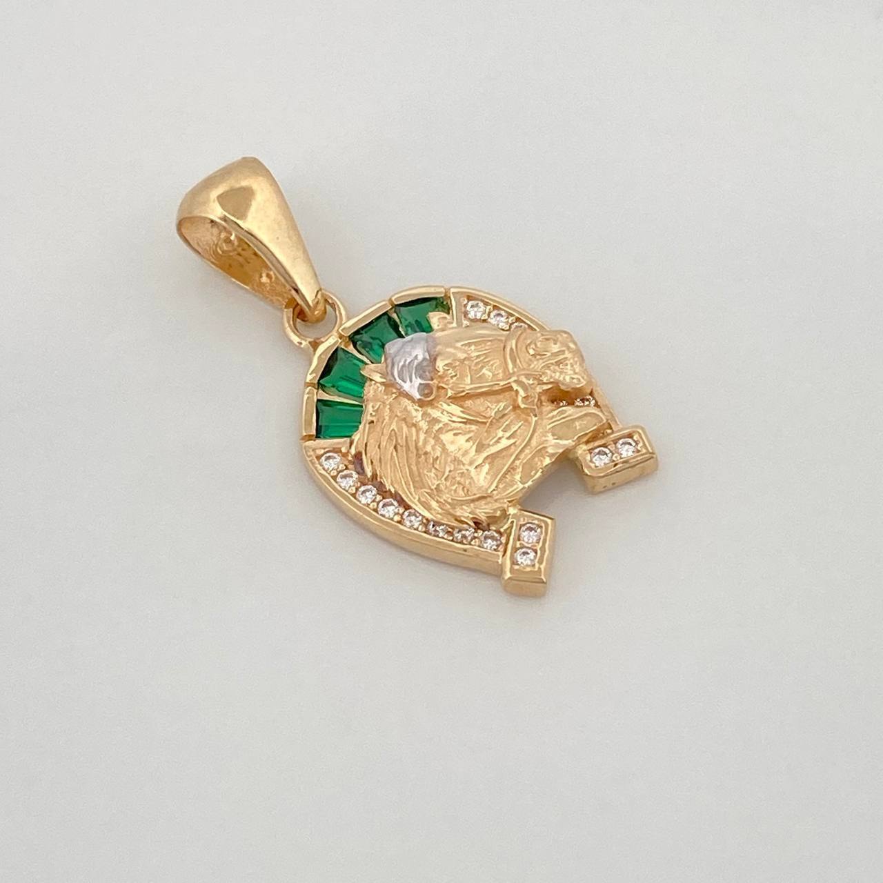Dije Herradura Caballo 2.45 g / 2.5 cm Dos Oros Amarillo Blanco 18K