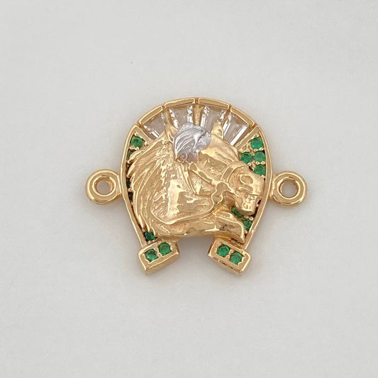 Herraje Herradura Caballo 1.95 g / 1.5 cm Dos Oros Amarillo Blanco 18K