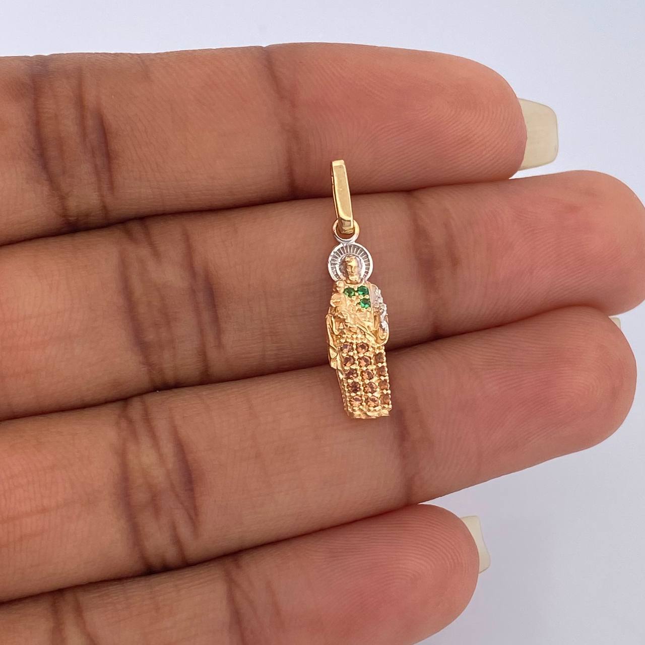 Dije San Judas Tadeo 1.05gr / 2.4cm / Dos Oros Amarillo Blanco 18K %