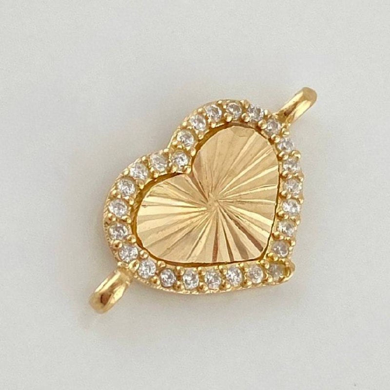 Herraje Corazón Diamantado 1 g / 1.9 cm Oro Amarillo 18K