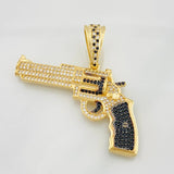 Dije Pistola 10g / 4.5cm Dos Oros Negro Amarillo 18K