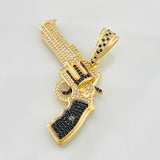 Dije Pistola 10g / 4.5cm Dos Oros Negro Amarillo 18K