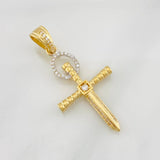 Dije Cruz 3.85g / 4cm Dos Oros Amarillo Blanco 18K