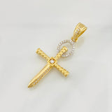 Dije Cruz 3.85g / 4cm Dos Oros Amarillo Blanco 18K