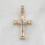 Dije Cruz Cristo 7.35g / 5.5cm Dos Oros Blanco Rosa 18K