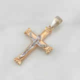 Dije Cruz Cristo 7.35g / 5.5cm Dos Oros Blanco Rosa 18K