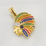 Dije Indio 6g / 3cm Dos Oros Amarillo Blanco 18K