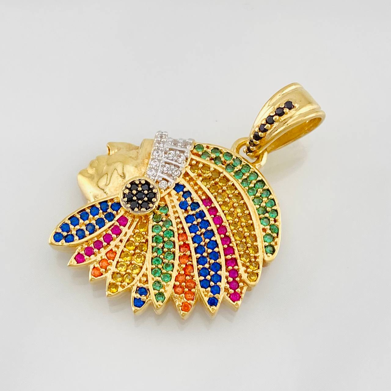 Dije Indio 6g / 3cm Dos Oros Amarillo Blanco 18K
