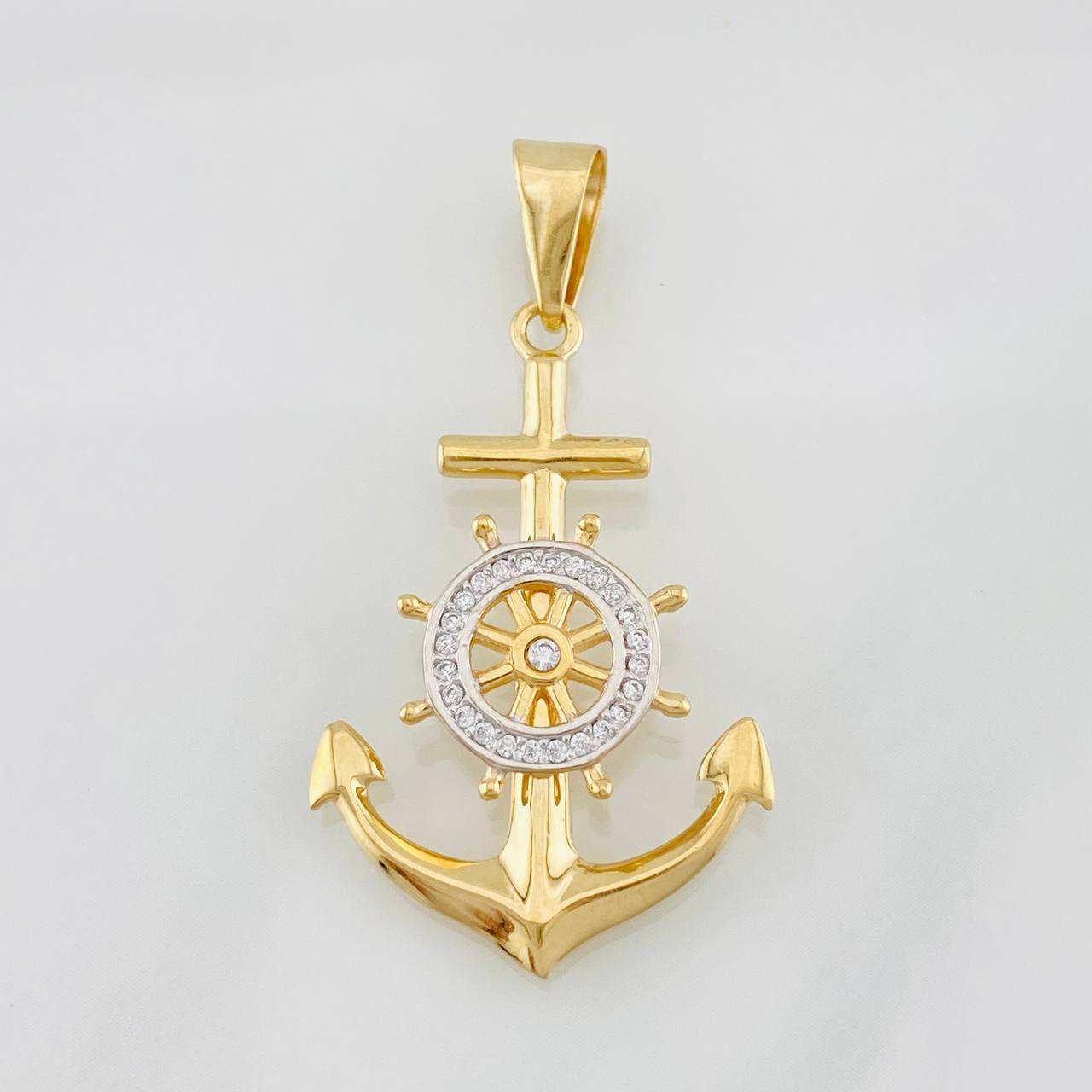 Dije Ancla 2.55g / 4cm Dos Oros Amarillo Blanco 18K