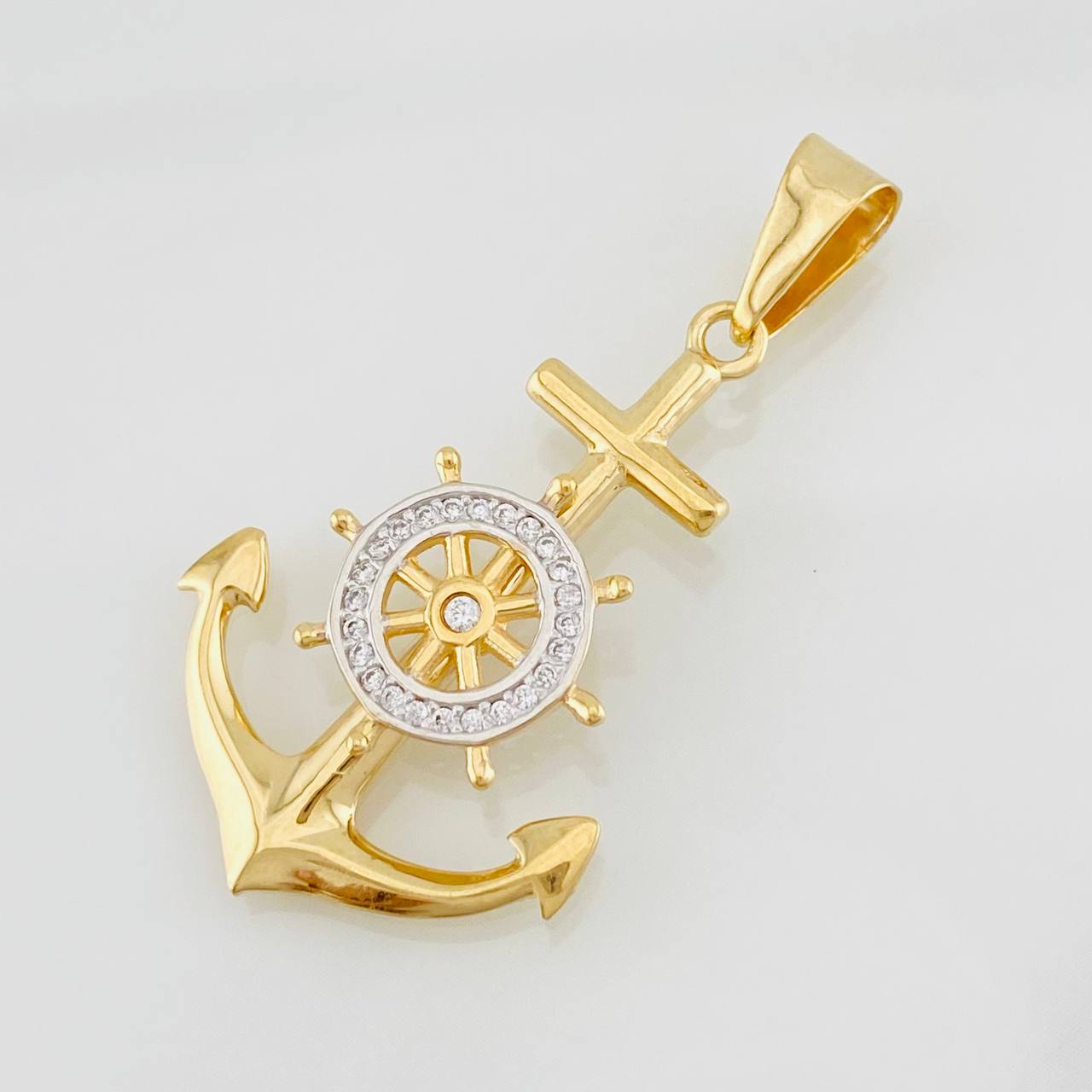 Dije Ancla 2.55g / 4cm Dos Oros Amarillo Blanco 18K