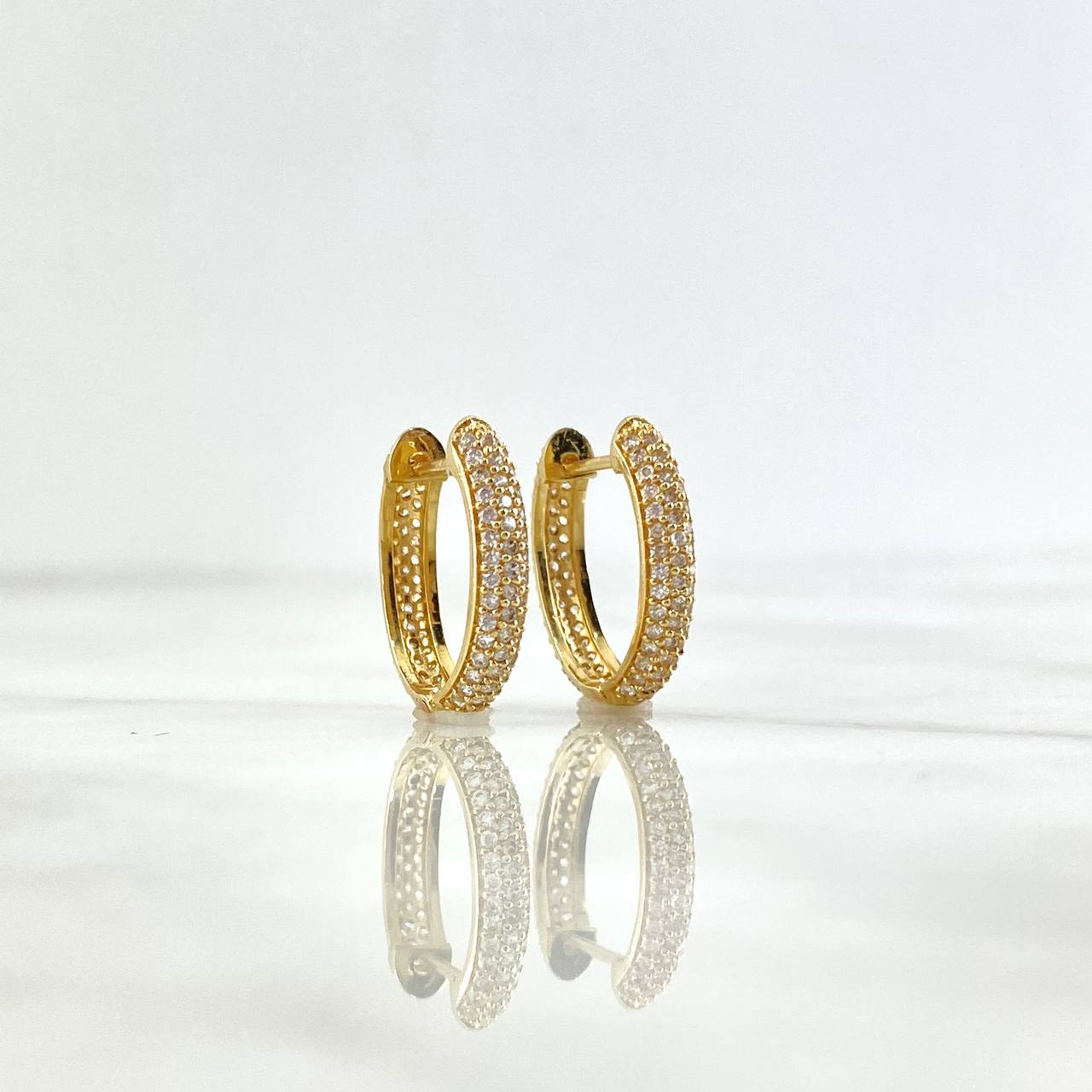 Candongas Ovalada 3.5gr / 1.3cm / Circones Blancos Oro Amarillo *