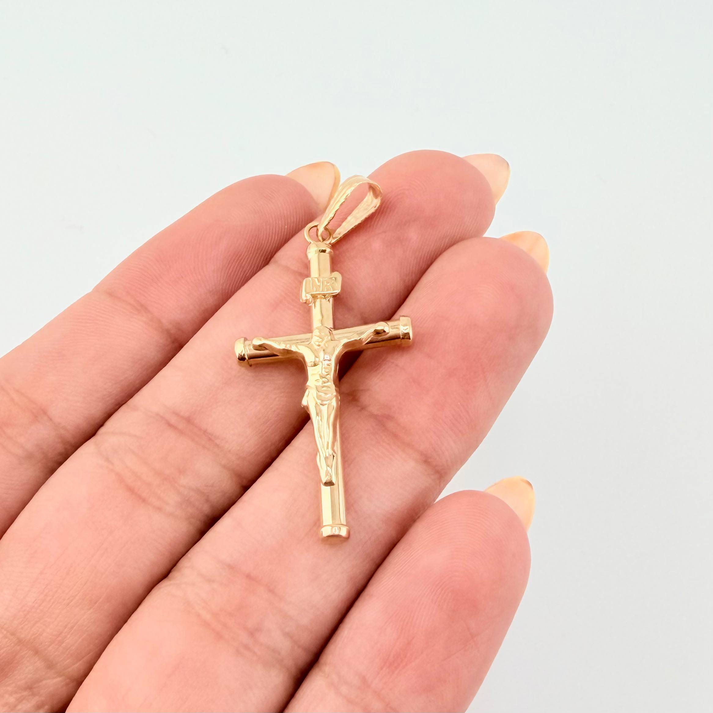 Dije Cristo Cruz 1.3gr / 4cm / Oro Amarillo 18K *