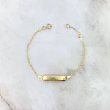 Pulso Plana Diamantada 1gr / 13.5cm-15cm / 1.5mm Placa Bebe Rectangulo Curvo Oro Amarillo +3