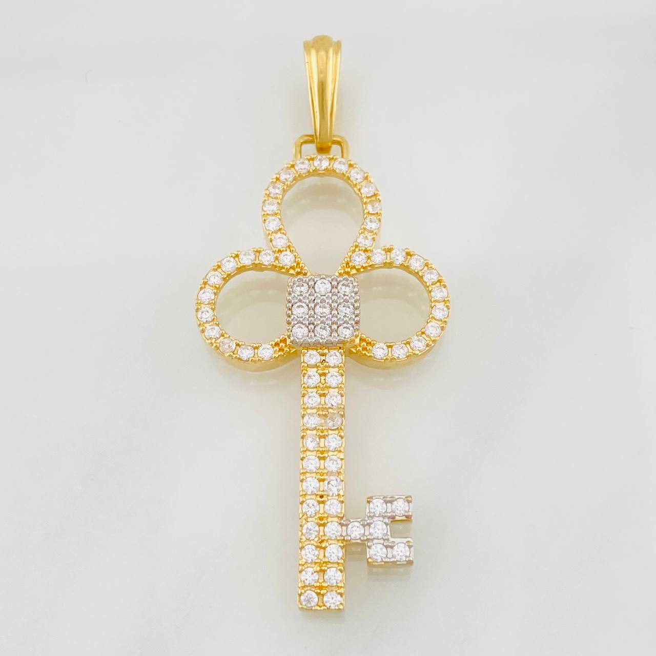 Dije Llave 6g / 5.5cm Dos Oros Amarillo Blanco 18K