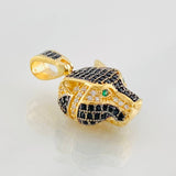 Dije Rostro Pantera 5.3g / 2.3cm Dos Oros Negro Amarillo 18K