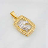 Dije Cuadro Caballo 3.85g / 3cm Dos Oros Amarillo Blanco 18K