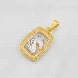 Dije Cuadro Caballo 3.85g / 3cm Dos Oros Amarillo Blanco 18K