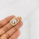 Dije Cuadro Caballo 3.85g / 3cm Dos Oros Amarillo Blanco 18K