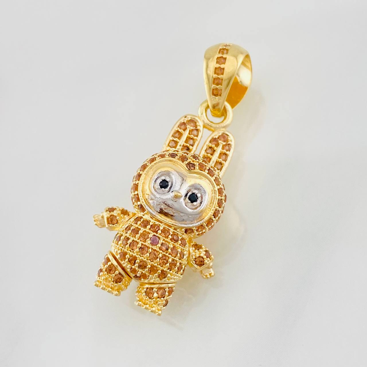 Dije Conejo Sonriente 6.3g / 3.5cm Dos Oros Amarillo Blanco 18K
