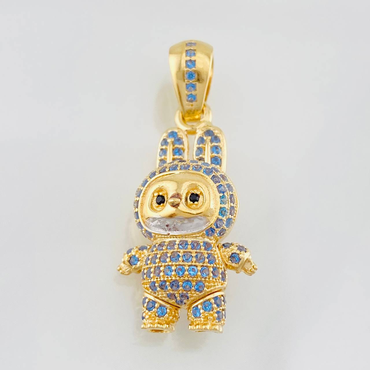 Dije Conejo Sonriente 5.9g / 3.5cm Dos Oros Amarillo Blanco 18K