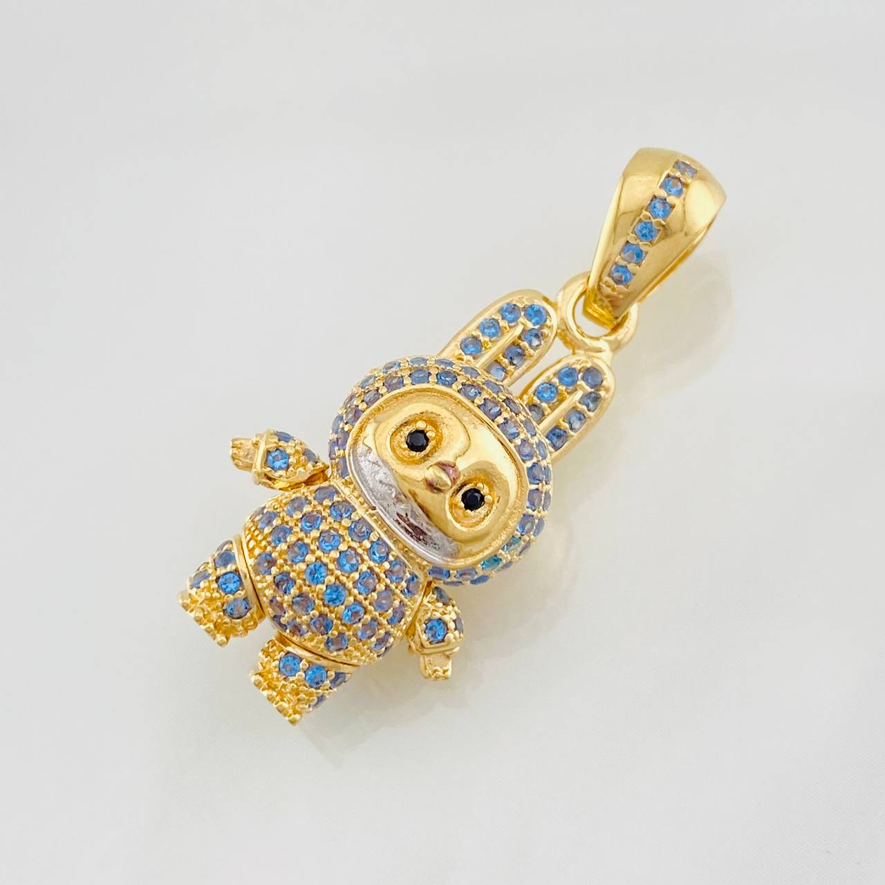 Dije Conejo Sonriente 5.9g / 3.5cm Dos Oros Amarillo Blanco 18K