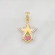 Dije Estrella Corazon 2.05g / 2.5cm Dos Oros Amarillo Blanco 18K