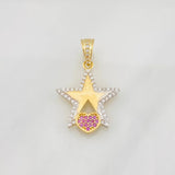Dije Estrella Corazon 2.05g / 2.5cm Dos Oros Amarillo Blanco 18K