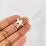 Dije Estrella Corazon 2.05g / 2.5cm Dos Oros Amarillo Blanco 18K