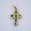 Dije Cruz Plana Esmeraldas 21pts 0.9gr / 2cm / Oro Amarillo 18K &
