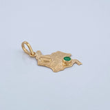 Dije Mapa de Colombia Esmeralda 11pts 1.1gr / 2.8cm / Oro Amarillo 18K &