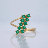 Anillo Arabe Doble Esmeraldas 40pts 2.05gr / T8 1/2 / Oro Amarillo 18K &