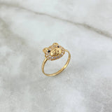 Anillo Cabeza de Oso 2.45gr / T6 1/4 / Circones Blancos-Negros Oro Amarillo