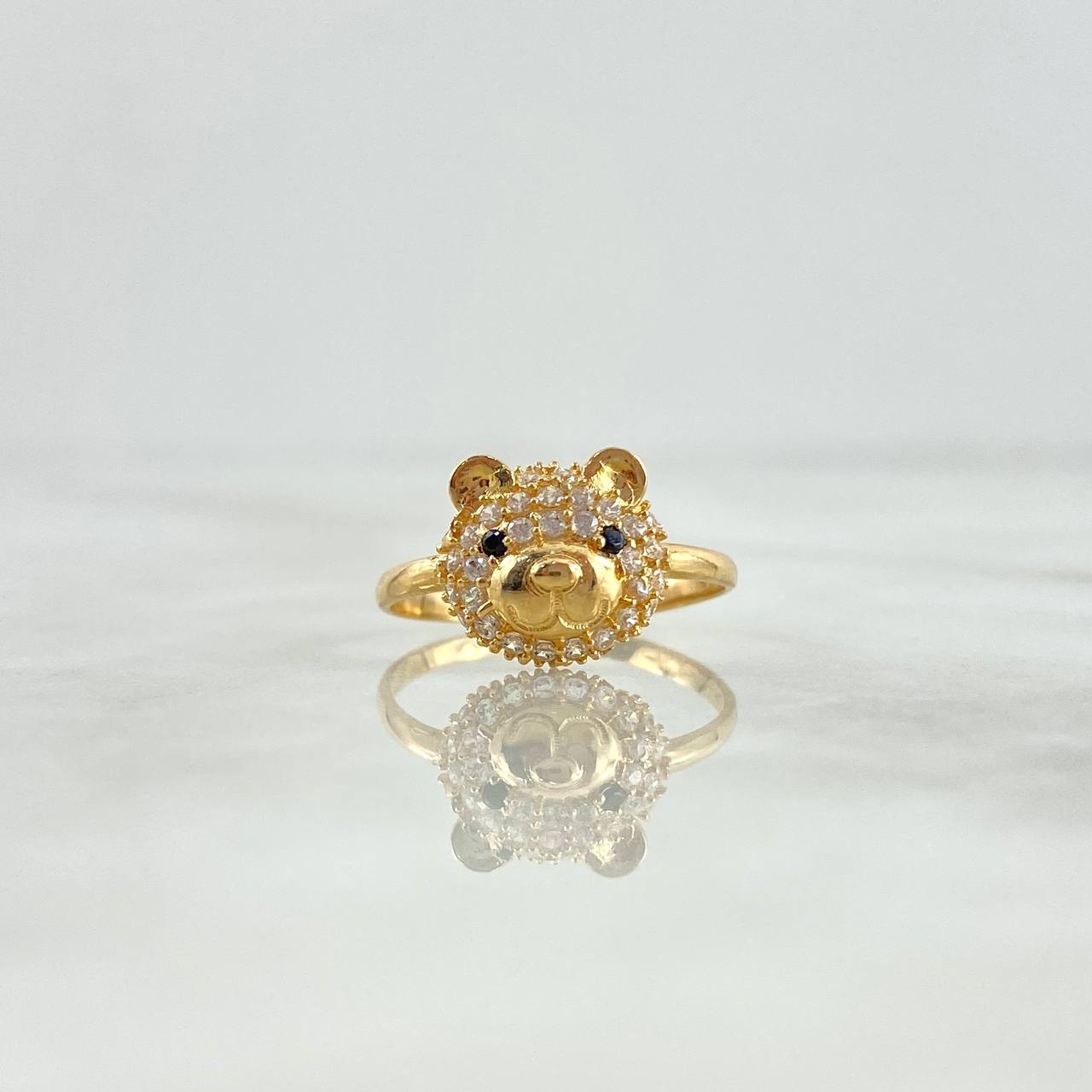 Anillo Cabeza de Oso 2.45gr / T6 1/4 / Circones Blancos-Negros Oro Amarillo