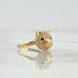 Anillo Cabeza de Oso 2.45gr / T6 1/4 / Circones Blancos-Negros Oro Amarillo