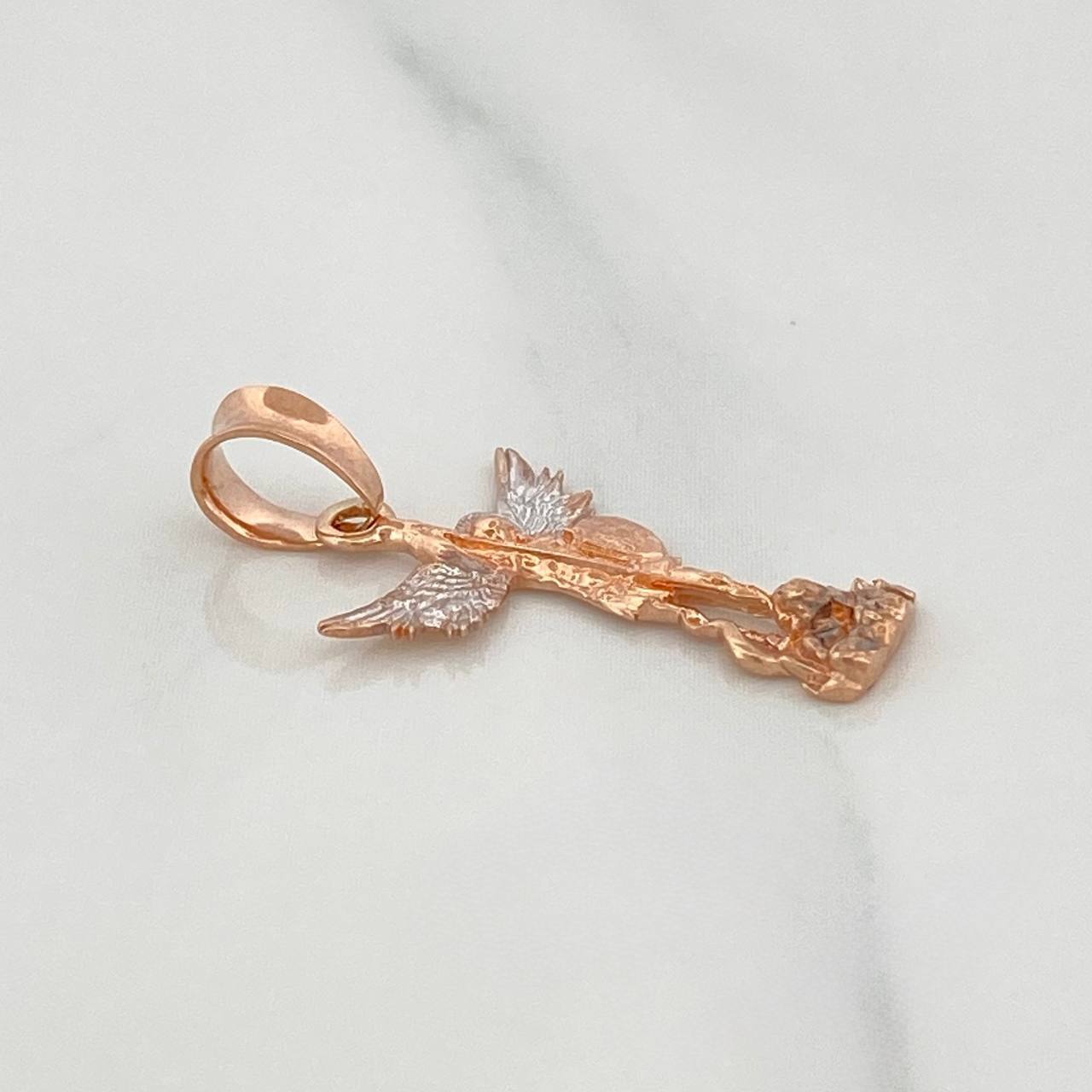 Dije San Miguel Arcangel 1.15 g / 2.5 cm Dos Oros Blanco Rosa 18K