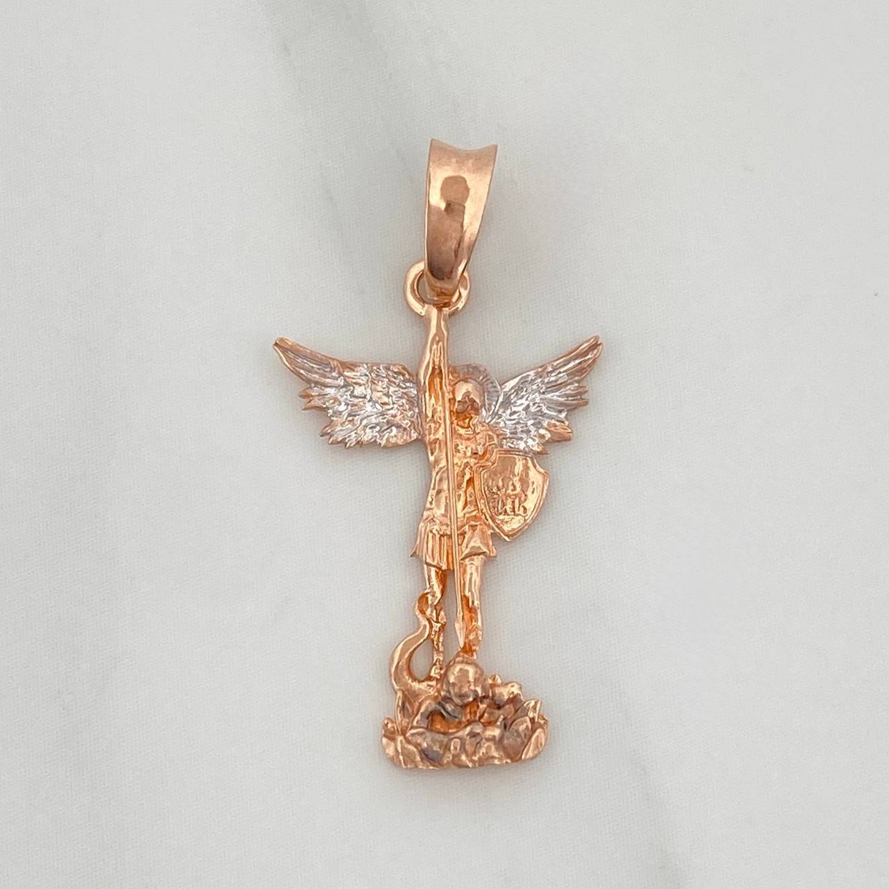 Dije San Miguel Arcangel 1.15 g / 2.5 cm Dos Oros Blanco Rosa 18K