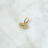 Dije Ojo Turco 0.6gr / 1.4cm / Circones Blancos Y Verde Oro Amarillo 18K *