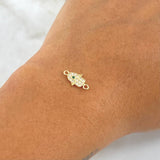 Herraje Mano Hamsa 0.45gr / 1.4cm / Circones Blancos Y Verde Oro Amarillo 18K *