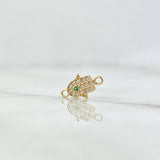 Herraje Mano Hamsa 0.55gr / 1.4cm / Circones Blancos Y Verde Oro Amarillo 18K