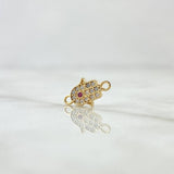 Herraje Mano Hamsa 0.65gr / 1.4cm / Circones Blancos Y Fucsia Oro Amarillo 18K
