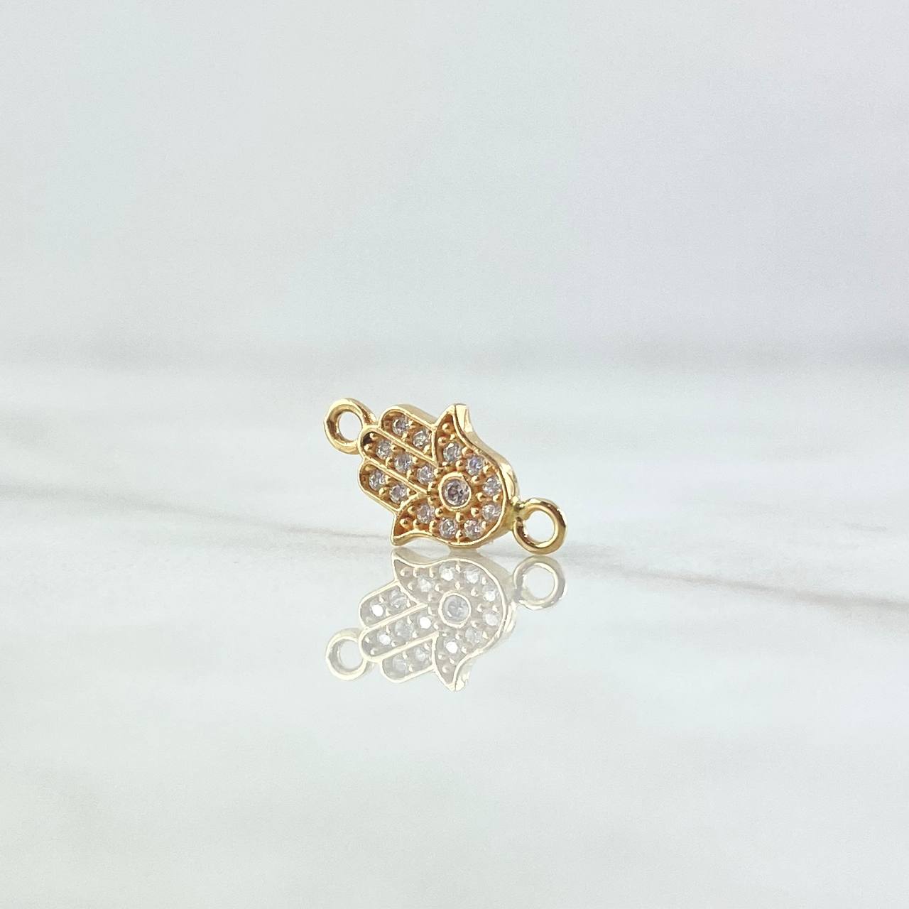Herraje Mano Hamsa 0.65gr / 1.4cm / Circones Blancos Oro Amarillo 18K *