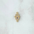 Herraje Mano Hamsa 0.55gr / 1.4cm / Circones Blancos Y Azúl Oro Amarillo 18K *