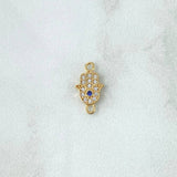 Herraje Mano Hamsa 0.55gr / 1.4cm / Circones Blancos Y Azúl Oro Amarillo 18K *