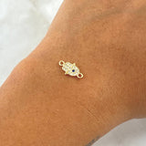 Herraje Mano Hamsa 0.55gr / 1.4cm / Circones Blancos Y Azúl Oro Amarillo 18K *