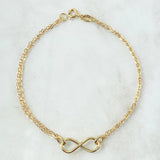 Pulso Aro Seguido Doble 1.3gr / 17 - 20cm / 2mm Infinito Oro Amarillo +4 18K