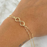 Pulso Aro Seguido Doble 1.3gr / 17 - 20cm / 2mm Infinito Oro Amarillo +4 18K