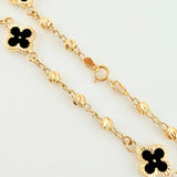 Pulso Militar Treboles Flores Negras 3.35gr / 19cm / 8.2mm Oro Amarillo Nac.Esp. 18K