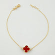Pulso Aro seguido Trebol Cuarzo Rojo 1.75gr / 18cm-19.5cm / 9.6mm Oro Amarillo Nac.Esp. 18K