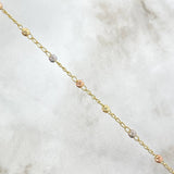 Pulso Tipo Militar 1.75gr / 19.2cm / 3mm Bolas Diamantadas Tres Oros 18K $
