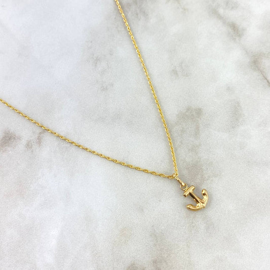 Cadena Lazo 1.1gr / 60cm + Dije Ancla 0.35gr / 1.5cm Oro Amarillo (Oferta)